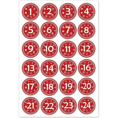 Another Christmas decoration, round 30x30mm - Advent calendar stickers 1 to 24 - vintage red style - labels - booklets - Christmas calendar - Advent - round - DIY cutting (1/5)