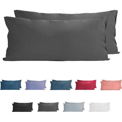 100% Coton Jersey Taie d'oreiller - Lot de 2 - 40x80 cm, Oreiller 150 g/m², Housse de Coussin, Anthracite (1/5)