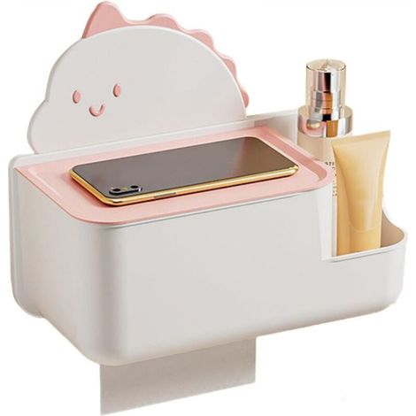 Toilet paper holder with shelf, wall-mounted storage basket for paper towels, sturdy and durable, multi-roll organizer for bathroom, bathtub or kitchen (1/5)