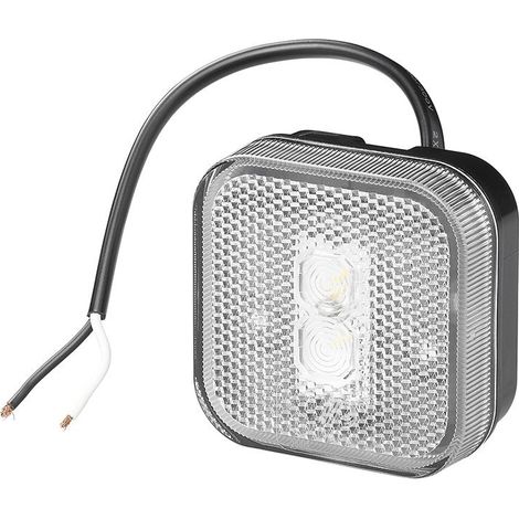 Feu de position avant LED blanche 12/24 V 65 x 65 mm