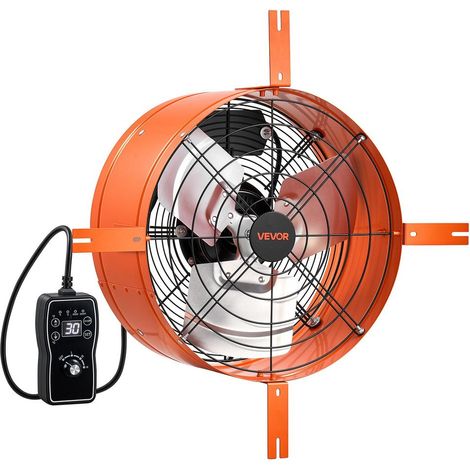 Ventilateur d'Extraction pour Grenier 38,1 cm, Extracteur d'Air Mural 2803,4 m³/h avec Thermostat, pour Garage, Maison, Entrepôt, Atelier, Boîtier en Acier Carbone, Supports de Montage, Orange (1/5)