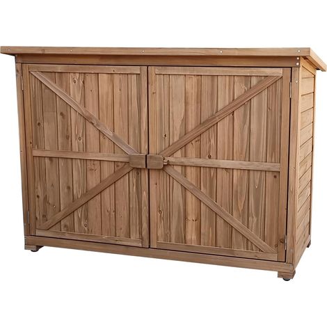 Cobertizo Armario Jardín IZELA Madera Tratada Maciza 128x52x88cm Armario Exterior Multiusos Impermeable Caseta para Almacenamiento de Herramientas y Accesorios de Jardín / Herramientas THW