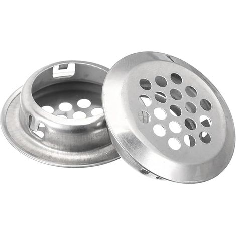 25 mm (1 inch) Circular Soffite Grille, 10 x Round Stainless Steel Ventilation Grills with Mesh for Kitchen Bathroom Cabinet, Silver Tone (1/5)
