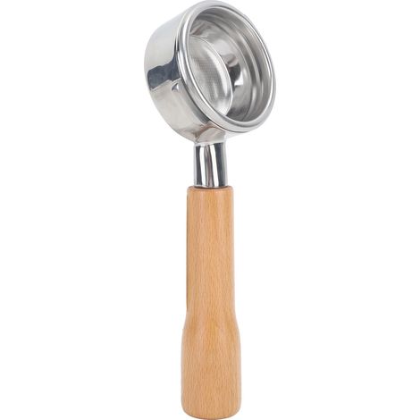 Porte-filtre sans fond 58 mm, 3 oreilles détachables, en bois massif et acier inoxydable, pour machine à café NOWWA C1, couleur hêtre. (1/5)