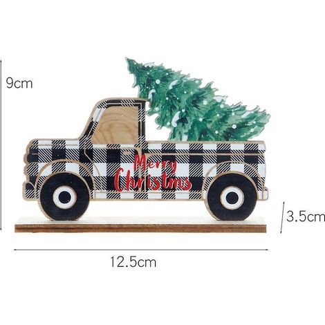 1 Pcs De Nol Grises Dcorations De Table De Ramassage De Style Grille De Voiture En Bois Ornements De Nol En Bois (1/5)