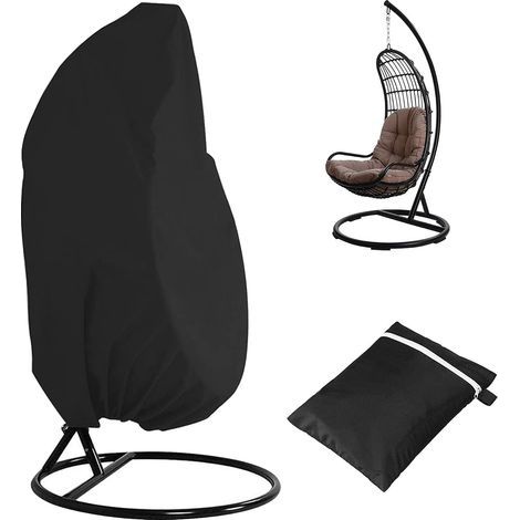 Funda impermeable para silla de jardín ZOLGINAH de 190 x 115 cm, Oxford 210D, a prueba de polvo, grande, resistente, para columpio de mimbre y ratán (negra). (1/5)