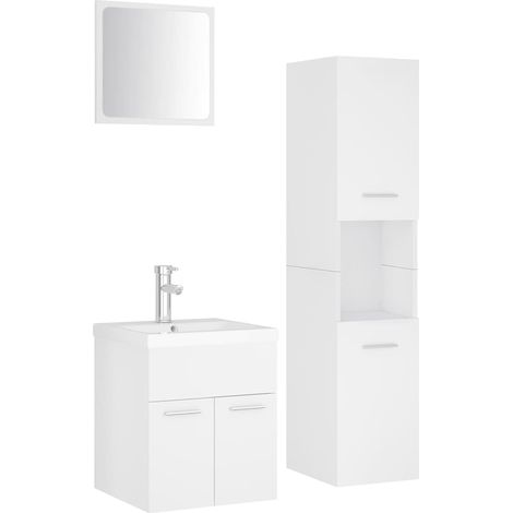 Set Mobili da Bagno Bianco in Legno Multistrato (1/5)