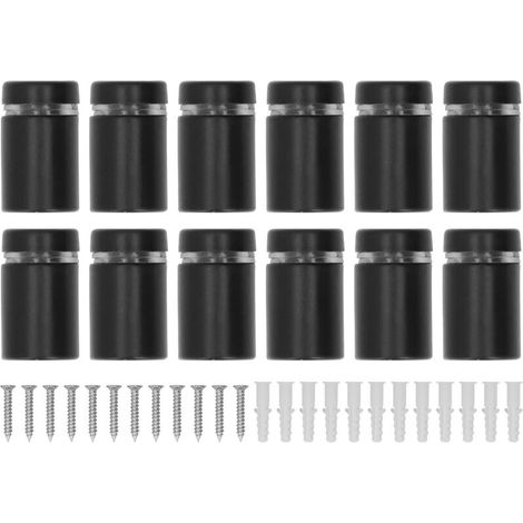 Lot de 12 clous publicitaires en acier inoxydable noir mat anticorrosion, supports d'entretoises pour verre acrylique (1/5)