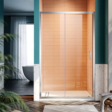 SONNI Duschtüren Schiebetur Nischentür Dusche Schnellfreigabefunktion mit Stangengriff ESG 100 x 185cm (1/5)