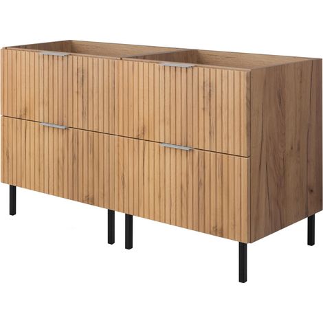 Mobile lavabo, Rovere Craft, 120 (2 x 60) x 77 x 46 cm, maniglia argento, gambe nere, senza piano (1/5)