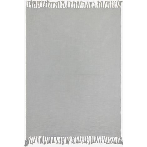 SKLUM Karierte Decke aus Baumwollchiffon (185 x 125 cm) Eloi Eiszeitliches Grau                                  