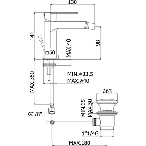 Paffoni TA135CR Tango miscelatore bidet sopra piano con scarico - cromo TA135CR (1/3)