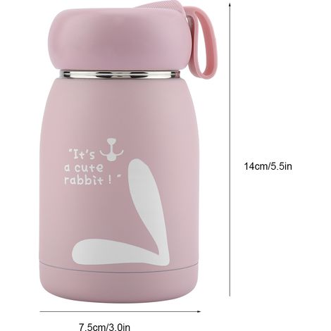 Edelstahl-Vakuumbecher mit niedlichem Hasenmuster, Thermosbecher, Wasserflasche (Rosa) (1/4)