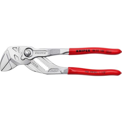KNIPEX 86 03 180 Zangenschlüssel Zange und Schraubenschlüssel in einem Werkzeug mit Kunststoff überzogen verchromt 180 mm