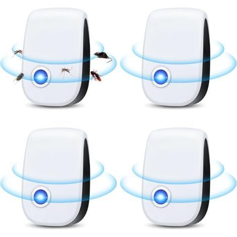 4 Pezzi Repellente Ultrasonico Anti-Topi Insetti, Repellente Elettronico a Ultrasuoni per Topi e Ratti Insetti Anti-Topo per Zanzare Scarafaggi Formiche Ratti Elettronico Antiparassitario (1/5)
