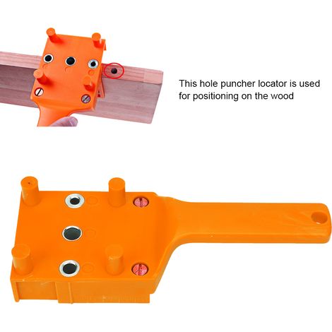 Perforateur à bois et gabarit d'assemblage de panneaux à main en plastique, repère menuiserie (orange) (1/5)