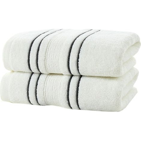 Lot de 2 serviettes de toilette, douces et absorbantes, 34 x 74 cm, réutilisables en coton