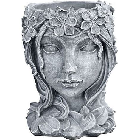 Robuster und atmungsaktiver dekorativer Blumentopf für Pflanzen – mit Abflussloch aus grauem Kunstharz (Abmessungen 20 x 15,8 x 14,5 cm) (1/5)