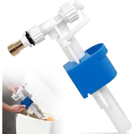 Flotteur Chasse D'eau WC Entrée latérale, Mecanisme Robinet Chasse Compatible Raccordement Laiton G3/8" et G1/2", Quantité Eau Réglable Systeme Chasse Water pour Plastique et Réservoir en Céramique (1/5)