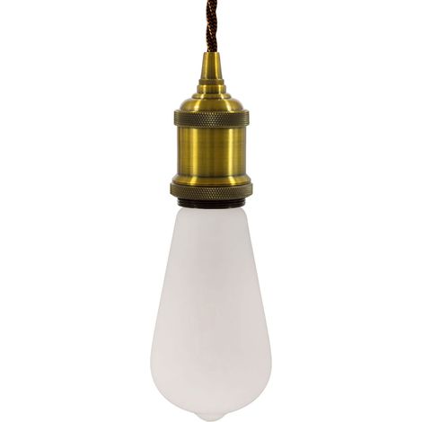 Lampada a sospensione Made in Italy completa di cavo tessile trecciato e portalampada in alluminio  Con lampadina - Bronzo satinato - No