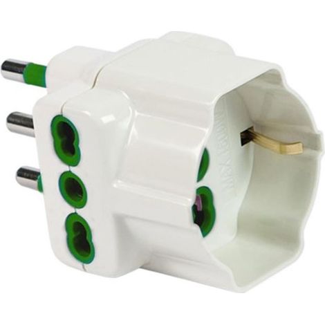 10,0 x ADATTATORE TRIPLO 16A- 16A BIPASSO +SCHUKO GARANTI