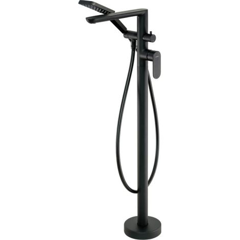 Mélangeur bain sur pied finition laiton noir avec set de douche - Montain