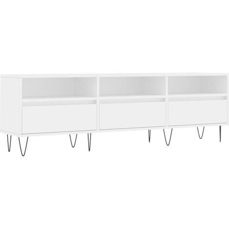 Mueble TV multimedia estantería para televisión buffet para televisión comedor salón dormitorio 150 x 30 x 44,5 cm madera contrachapada blanco 020025971