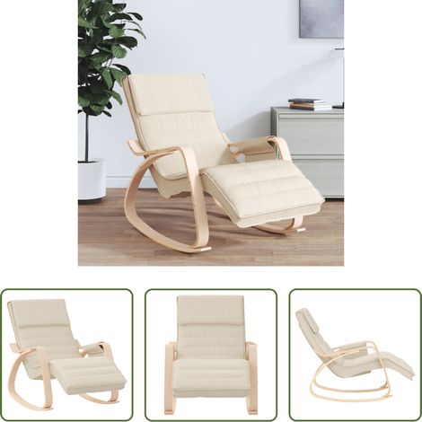 vidaXL Relaxstuhl - Schaukelstuhl Creme Stoff (1/5)