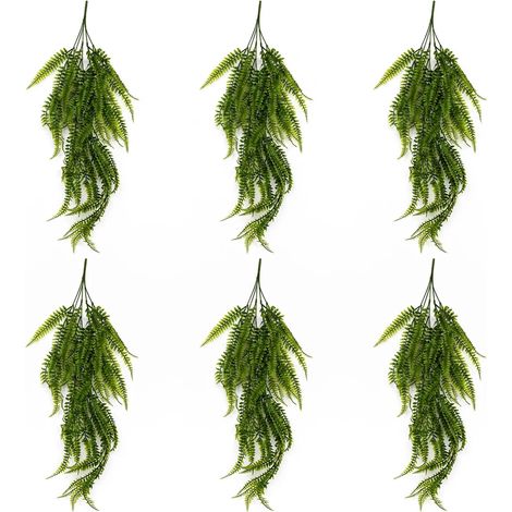 Pack of 6 x 75cm Artificial Trailing Fern Plant Hanging Faux Greenery - Premium Quality (1/5)