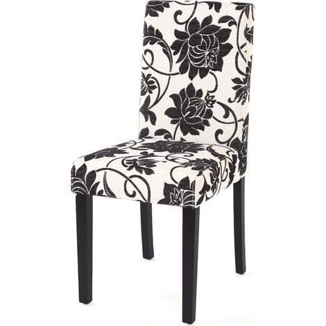 Lot de 6 chaises de séjour Littau, tissu jacquard, pieds foncés (1/4)