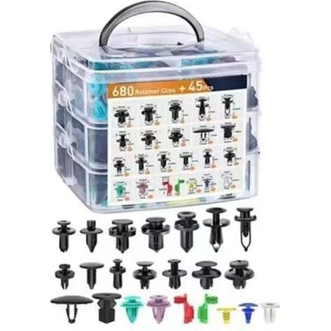 Komplettes Kunststoff-Befestigungsclip-Set für Autos – Set mit 680 Universalnieten, -klammern und -befestigungen für Karosserie und Verkleidung