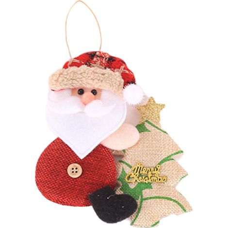 (1 Stück) Weihnachtsdekoration (Alter Mann umarmt eine Tanne), Tannenbaum-Anhänger, kleine Puppe, Schneemann, Hirsch, Bär, Stoffpuppe, Hängedekoration, Geschenk, 14 cm x 13 cm, Stoff (1/2)