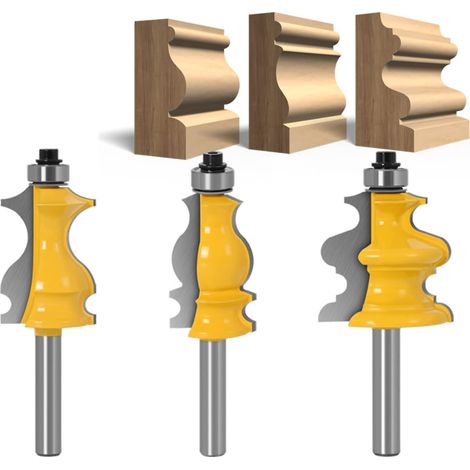 Ensemble de 3 fraises à défoncer pour moulures architecturales 8 mm, fraises à défoncer pour le travail du bois[NX] (1/5)