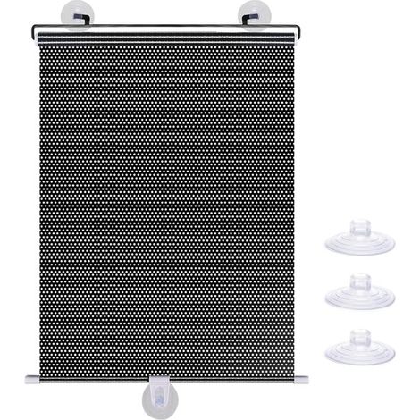 Ausziehbares Rollo mit 3 Saugnäpfen schwarzes Verdunkelungsrollo tragbarer Vorhang geeignet für Zuhause Schlafzimmer Auto schwarz 50 x 125 cm 1 (1/5)