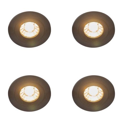 QAZQA Xena spot encastré - set de 4 - 8x8cm - IP44 - rond - noir mat (1/5)