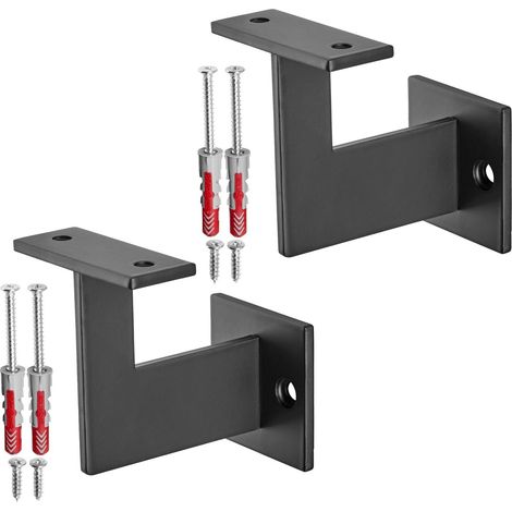 SOTECH Handlaufhalter PULSE 90° Stahl schwarz pulverbeschichtet 63 x 81 x 78 mm Geländerhalter flach Halter für Treppengeländer, 2er Set