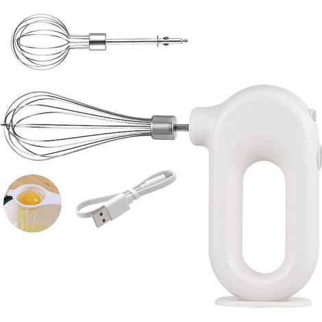 Frullatore elettrico a immersione senza fili, ricarica Mini USB, 1500 mAh, sbattitore per uova con 4 velocità regolabili per gli albumi.