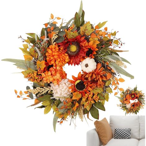Couronne d'automne - Couronne d'automne avec Tournesols et Baies - (1/5)