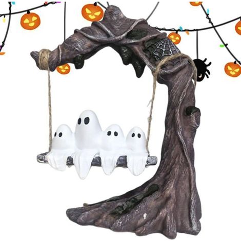 Petite Décoration Halloween Fantôme Sur Balançoire 16x6x16cm Pour Intérieur Étagère Bureau Cuisine (1/5)