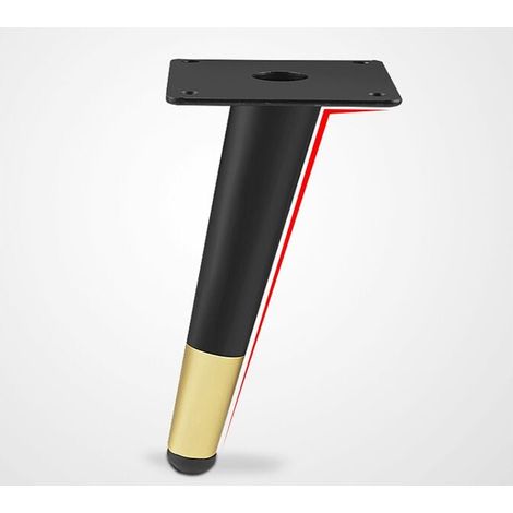 4 pieds coniques obliques en fer pour canapé, meuble TV et armoire, pattes inclinées noires ou dorées, support de mobilier robuste, hauteur 25 cm, lot de 4 pièces (1/3)