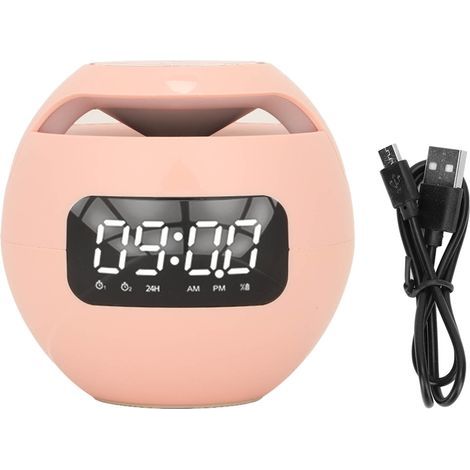 Mini-Bluetooth-Wecker mit UKW-Radio, farbigem Lautsprecher und Sprachausgabe – Pink (1/5)