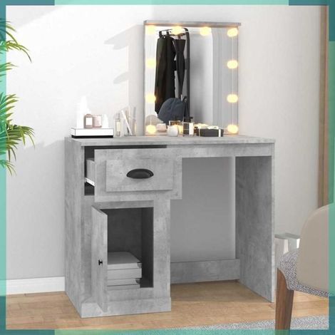 Coiffeuse - 816772 - Gris béton - Avec LED - Bois d'ingénierie (1/5)