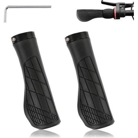 Poignées de guidon pour VTT - Ergonomiques - Antidérapantes - Noires - Compatibles avec vélos électriques, vélos de randonnée et vélos de montagne. (1/5)