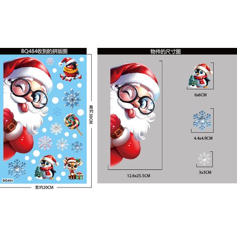 Nouveaux autocollants de Noël, flocons de neige 3D, bonhommes de neige, stickers pour fenêtres, sapins du Père Noël, cadeaux, autocollants statiques en PVC pour vitres
