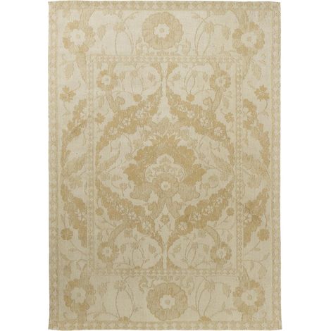 Tapis salon et chambre en coton 140x200 or rectangle fait main motif floral NEWBOR