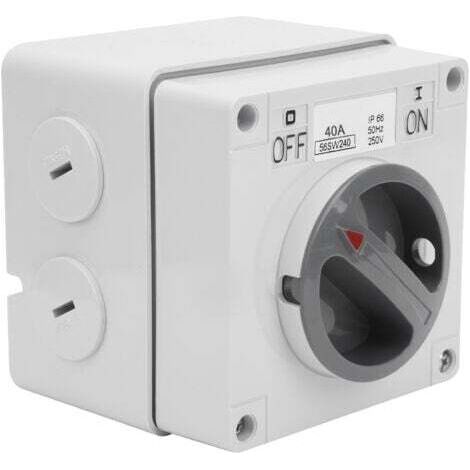 Interrupteur marche/arrêt rotatif étanche IP66 2P 40A avec voyant lumineux, 250 V, adapté à une utilisation extérieure et industrielle. (1/3)