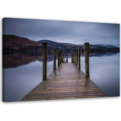 Tableau sur toile Passerelle au bord du lac 60x40 (1/5)