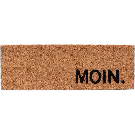 Relaxdays Felpudo Coco "Moin", 25x75cm, Tapete Puerta, Alfombra Entrada, Interior, Exterior, Antideslizante, Natural