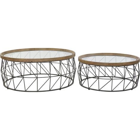 Table d'appoint design métal et verre élégant - Noir naturel et verre épuré (1/3)