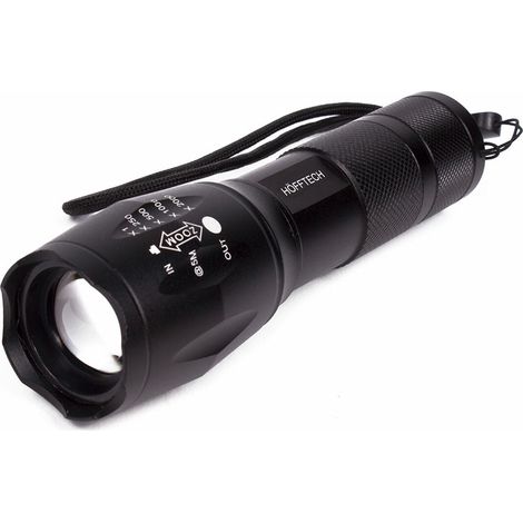 Torcia tattica in alluminio "Superbeam" con modalità stroboscopica (5W 260lm, 3xAAA) IP44 (1/4)
